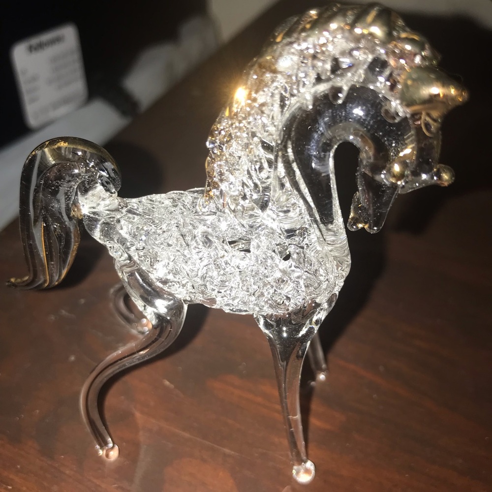 Hand Blown Glass Horse with Gold Accents